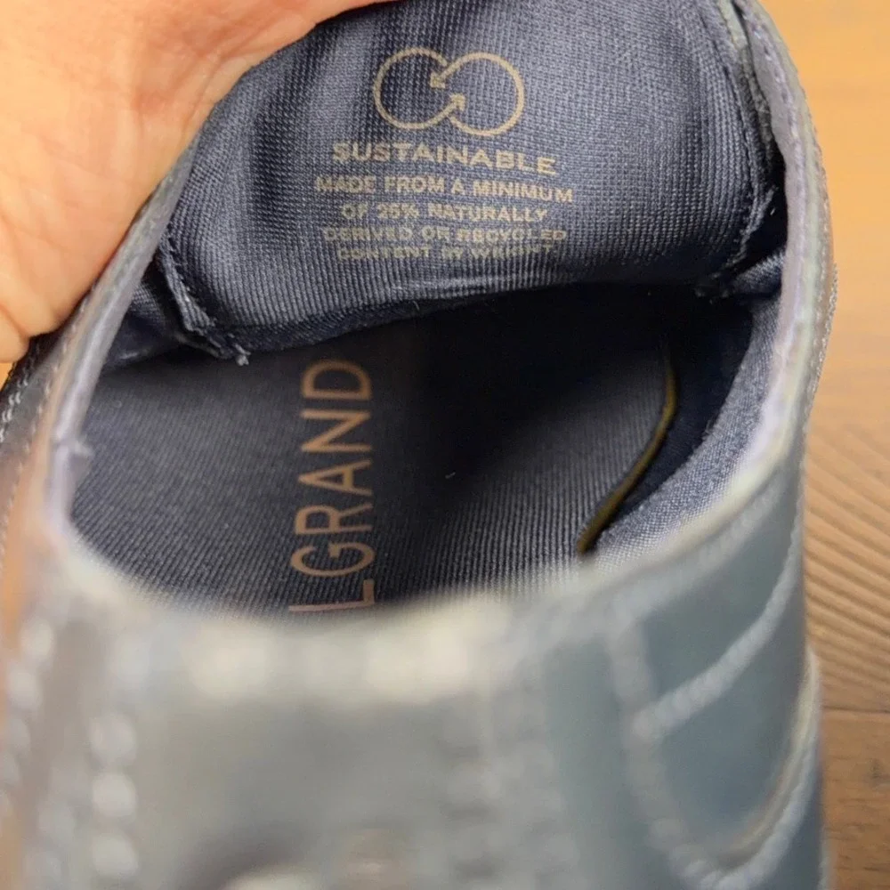 Cole Haan Shoes Mens 8 M Navy Blue Original Grand Wingtip Leather Oxford Dress